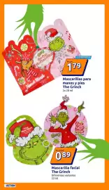 Catálogo Action semana 43 Página 10: The Grinch Mascarillas para manos y pies €1,79, The Grinch mascarilla facial €0,89