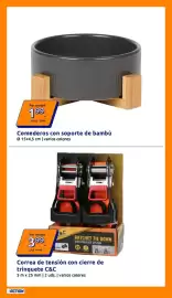 Catálogo Action semana 43 Página 4: Comederos con soporte de bambú €1,99, C&C correa de tensión con cierre de trinquete €3,99