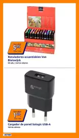Catálogo Action semana 43 Página 8: Rotuladores acuarelables Van Bleiswijck €5,95, Sologic cargador de pared USB-A €1,69
