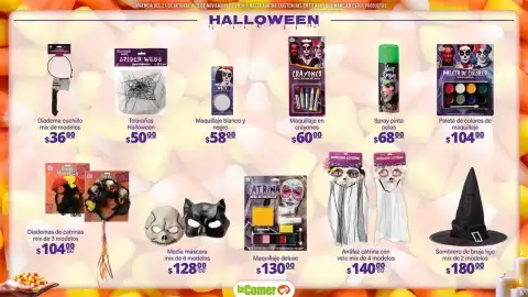 Folleto La Comer Página 17: Antifaz catrina con velo mix de 4 modelos €140,00, Sombrero de bruja lujo €180,00