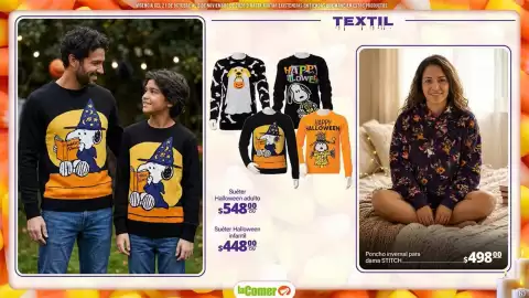 Folleto La Comer Página 26: Sueter halloween adulto €548,00, Stitch Poncho invernal para dama €498,00