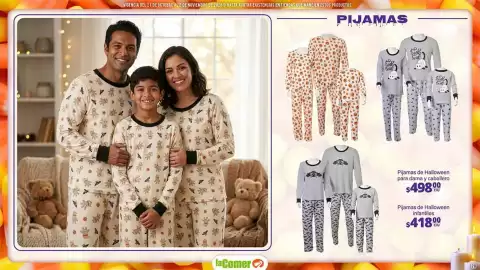 Folleto La Comer Página 28: Pijamas de Halloween para dama y caballero €498,00, Pijamas de Halloween infantiles €418,00