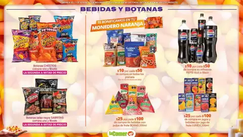 Folleto La Comer Página 8: Jumex jugos y bebidas con jugo de fruta €25,00, Pepsi Kick o Black €10,00