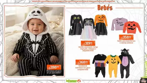Folleto La Comer Página 23: KISS vestido estampado manga larga gato, calabaza o esqueleto €319,00