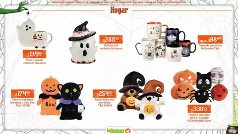 Folleto La Comer Página 27: T&A HOME Peluche oso con sombrero €254,00, Tazas de porcelana Halloween T&A €98,00
