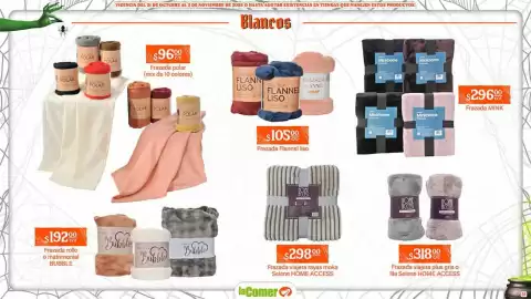 Folleto La Comer Página 31: Selene Frazada viajera rayas moka €298,00, Colaj Frazada Flannel liso €105,00
