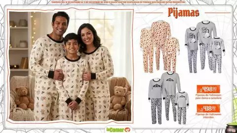 Folleto La Comer Página 34: Pijamas de Halloween infantiles €418,00, Pijamas de Halloween para dama o caballero €498,00