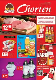 Chorten gazetka Strona 1: Sok pomarańczowy Hortex €5,49, Serek waniliowy Rolmlecz €1,99