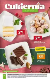 Stokrotka gazetka tydzień 43 Strona 28: Ptysie z bitą śmietaną i malinami Cukiemia Staropolska €2,99, Ciasto Kremówka €2,99