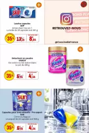 Catalogue Coccinelle Supermarché page 38: SUN Capsules pour lave-vaisselle €4,54, SKIP Lessive capsules €8,64