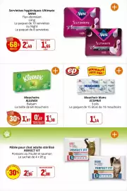 Catalogue Coccinelle Supermarché page 41: Nana Serviettes hygiéniques Ultimate €1,65, ECOPRIX Mouchoir blanc €1,14