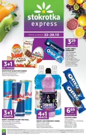 Stokrotka Express gazetka tydzień 43 Strona 1: Napój Energetyczny Red Bull, Napój Izotoniczny Oshee