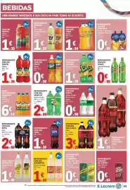 Folheto E.Leclerc semana 43 Página 23: Refrigerante com gás schweppes citrus/toranja €1,09, Frisumo Ananás/Laranja €1,39