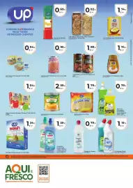 Folheto Aqui é fresco Página 4: Bolacha maria up €1,79, Vinagre de Limpeza UP Clean €0,79