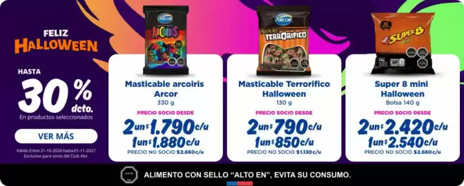 Catálogo Alvi Página 1: Super 8 mini halloween €2.420,00, Arcor - masticable arcoiris €1,00