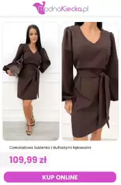Modna Kiecka gazetka tydzień 43 Strona 9: Czekoladowa sukienka z bufiastymi rękawami €109,99