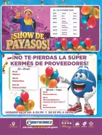 Folleto Super Gutiérrez semana 43 Página 10: 23-25 OCTUBRE 2026 REZ ¡SHOW DE PAYASOS! Vie 23 Allende 4 p.m. Vie 23 Nava 8