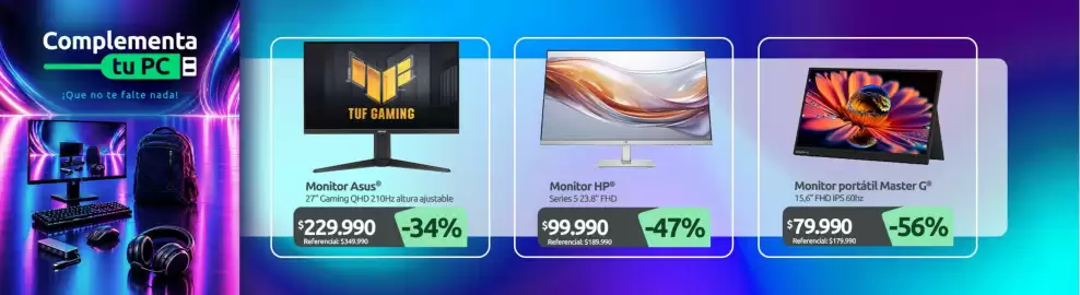 Catálogo PC Factory Página 2: Hp - monitor €99.990,00, Master-g - monitor portátil master g €79.990,00