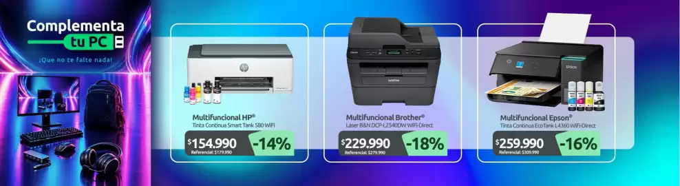 Catálogo PC Factory Página 4: Brother - multifuncional €229.990,00, Hp - multifuncional €154.990,00