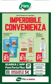 Volantino Pam Pagina 1: Pasta di semola Rummo €0,76, Latte UHT senza lattosio 1% di grassi Zymil Parmalat €1,59
