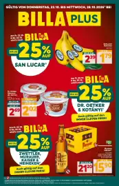 Billa Flugblatt woche 43 Seite 1: SanLucar Bananen €1,79, Dr. Oetker Kuchen Glasur €2,02