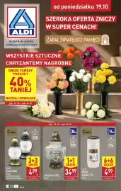 ALDI gazetka tydzień 43 Strona 1: Calix Wkład olejowy 72 h €4,99, Znicz Serce XXL €34,99