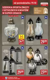 ALDI gazetka tydzień 43 Strona 4: Znicz Flakon Tęcza €29,99, Znicz Kula XXL €27,99