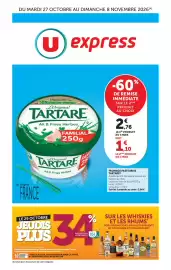 Catalogue U Express page 1: DU MARDI 27 OCTOBRE AU DIMANCHE 8 NOVEMBRE 2026 (A) U express EMBALLAGE 50% D'ORIGINE VÉGÉTALE