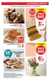 Catalogue U Express page 7: DONUTS SUCRE OU DÉCOR CHOCOLAT €1,99, SUISSES AUX PÉPITES DE CHOCOLAT €3,00