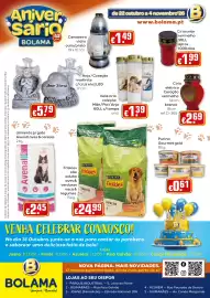 Folheto Bolama Página 24: Círio solar vermelho €1,99, Friskies cão adulto aves & verduras vaca & legumes €24,99