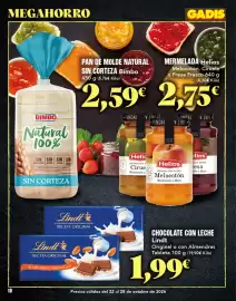 Folleto Gadis semana 43 Página 10: MEGAHORRO 10 GADIS PAN DE MOLDE NATURAL SIN CORTEZA Bimbo 450 g (5,76€ Kilo) MERMELADA