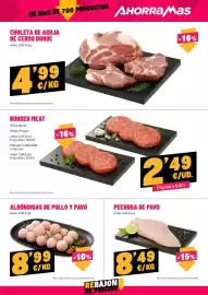 Folleto AhorraMas semana 43 Página 7: Chuleta de aguja de cerdo duroc €4,99, Burger Meat €2,49