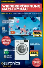 Euronics Berlet Prospekt woche 43 Seite 1: SAMSUNG GQ55QN85FAU €599,00, SIEMENS WM14N127 Waschmaschine €444,00