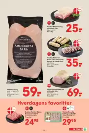 SPAR tilbudsavis uge 43 Side 3: Gestus Ribbenssteg af Dansk Gris €25,00, Andebryststeg €59,00