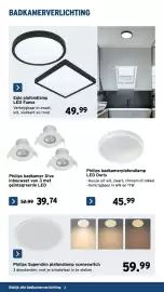 GAMMA folder | Sanitair Pagina 44: Philips superslim plafondlamp sceneswitch €59,99, Eglo plafondlamp LED Fueva €49,99