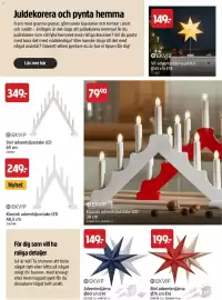 Jula reklamblad Sida 14: Ekvip stor adventsljusstake led €349,00, Ekvip vit adventsstjärna på fot €149,00