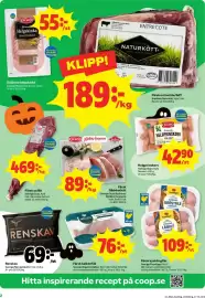 Coop Forum reklamblad vecka 44 Sida 2: Renskav €69,00, Ingelsta kalkonbröstfilé €76,00