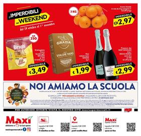 Volantino Maxi Supermercati Pagina 16: Prosecco doc Sant'Osvaldo brut / Rocca Rossa extra dry €2,99, Arance bionde €2,97