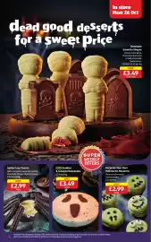Aldi leaflet Page 4: Spider Leg Churros €2,99, Cookies & Scream Cheesecake €3,49