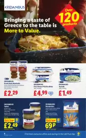 Lidl leaflet week 44 Page 10: Eridanous feta cheese p.d.o in brine €4,99, Eridanous tahini €2,49