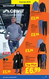 Lidl leaflet week 44 Page 27: Crivit ladies' thermal sports leggings €6,99, Crivit men's thermal sports trousers €8,99