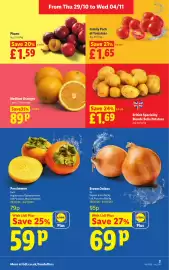 Lidl leaflet week 44 Page 3: British Speciality Blonde Bella Potatoes €1,69, Brown Onions €0,69