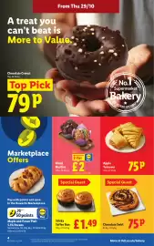 Lidl leaflet week 44 Page 4: Sticky Toffee Bun €1,49, Filled Muffins €2,00