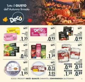 Volantino Deco Maxistore Pagina 11: Decò vino rosso/bianco/rosato €1,39, Decò succo di frutta vari tipi €0,95
