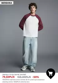 Bershka gazetka tydzień 43 Strona 5: Jeansy o kroju barrel twisted Bershka €79,50