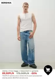Bershka gazetka tydzień 43 Strona 9: Jeansy o kroju baggy z naszywkami w gwiazdy Bershka €89,50