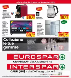 Volantino Eurospar Pagina 32: Frigo doppia porta Comfee €199,00, Smart Tv 24" Majestic €89,00
