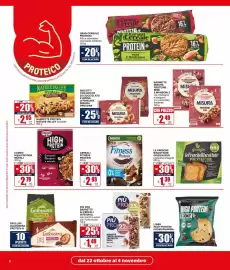 Volantino Il Gigante Pagina 8: Barrette Misura proteine semi e mandorle €2,49, Frollini Galbusera Protein-G €10,00