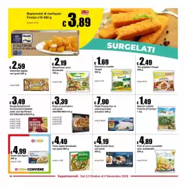 Volantino Sì con te Supermercati Pagina 18: Filetti Findus Fior di salmone/orata/branzino €7,90, Torta salata Bonduelle €4,49