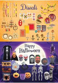 Day To Day catalogue Page 4: 入 Diwali FESTIVAL OF LIGHTS शुभ (ल Happy Halloween Happy Halloween!! Happy Halloween SPIDER BOO